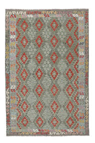  Oriental Kilim Afghan Old Style Rug 202X303 Green/Brown Wool, Afghanistan Carpetvista