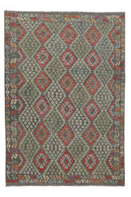 211X296 Kilim Afghan Old Style Rug Oriental Dark Green/Black (Wool, Afghanistan) Carpetvista