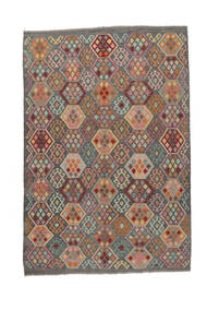 215X312 Kelim Afghan Old Stil Teppich Orientalischer Braun/Dunkelgelb (Wolle, Afghanistan) Carpetvista