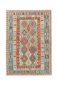  Orientalsk Kelim Afghan Old Style Teppe 195X290 Beige/Mørk Rød Ull, Afghanistan Carpetvista