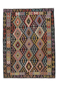 177X234 Kelim Afghan Old Style Teppe Orientalsk Svart/Brun (Ull, Afghanistan) Carpetvista
