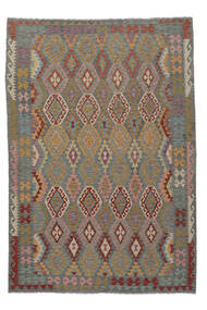 Kilim Afghan Old Style Rug 208X302 Brown/Dark Green Wool, Afghanistan Carpetvista