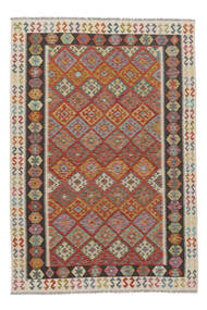  204X296 Kelim Afghan Old Style Teppe Mørk Rød/Brun Afghanistan Carpetvista