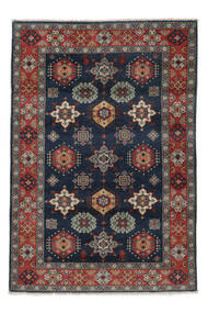 123X180 Kazak Fine Rug Oriental Black/Dark Red (Wool, Afghanistan) Carpetvista