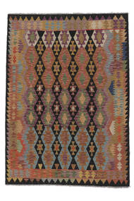  Orientalsk Kelim Afghan Old Style Tæppe 169X234 Brun/Sort Uld, Afghanistan Carpetvista