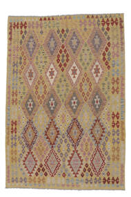  176X244 Kilim Afghan Old Style Rug Brown/Orange Afghanistan Carpetvista