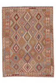  Oriental Kilim Afghan Old Style Rug 167X224 Brown/Dark Red Wool, Afghanistan Carpetvista