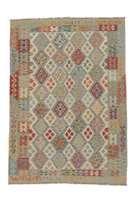  Kelim Afghan Old Style Matot 178X244 Ruskea/Tummankeltainen Carpetvista