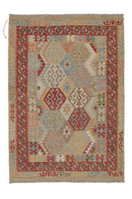  Kelim Afghan Old Style Matot 172X244 Ruskea/Tummanpunainen Carpetvista