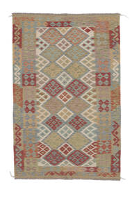  163X248 Kelim Afghan Old Style Matot Matto Ruskea/Tummanpunainen Afganistan Carpetvista