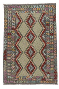 183X265 Kelim Afghan Old Style Matta Orientalisk Brun/Svart (Ull, Afghanistan) Carpetvista