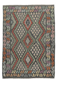 Kelim Afghan Old Stil Teppich 150X204 Schwarz/Dunkelgrün Wolle, Afghanistan Carpetvista