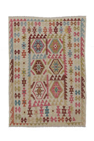  Kilim Afghan Old Style Rug 110X149 Wool Brown/Orange Small Carpetvista