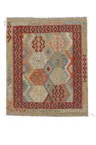  Orientalsk Kelim Afghan Old Style Teppe 159X186 Brun/Mørk Rød Ull, Afghanistan Carpetvista