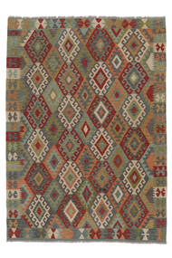 167X231 Alfombra Kilim Afghan Old Style Oriental Negro/Marrón (Lana, Afganistán) Carpetvista