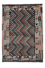  Kilim Afghan Old Style Rug 172X240 Wool Black/Brown Carpetvista