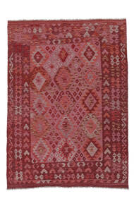 Kelim Afghan Old Style Matot Matto 170X240 Tummanpunainen Villa, Afganistan Carpetvista