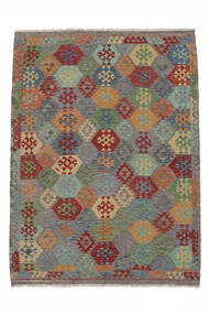  Kilim Afghan Old Style Rug 194X252 Wool Brown/Dark Yellow Carpetvista
