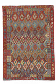 Kelim Afghan Old Style Matot Matto 199X290 Tummanpunainen/Ruskea Villa, Afganistan Carpetvista