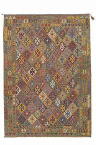 絨毯 オリエンタル キリム アフガン オールド スタイル 204X290 茶色/ブラック (ウール, アフガニスタン)