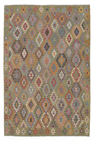 201X303 Kelim Afghan Old Stil Teppich Orientalischer Braun/Dunkelgelb (Wolle, Afghanistan) Carpetvista