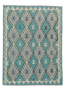 絨毯 キリム アフガン オールド スタイル 148X198 ダークターコイズ/ダークグレー (ウール, アフガニスタン)