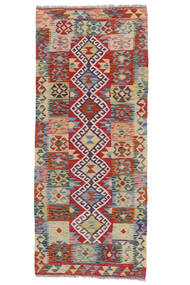  Orientalsk Kelim Afghan Old Style Tæppe 80X194Løber Mørkerød/Sort Uld, Afghanistan Carpetvista