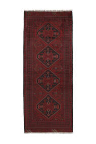 絨毯 アフガン Khal Mohammadi 76X193 廊下 カーペット ブラック/ダークレッド (ウール, アフガニスタン)