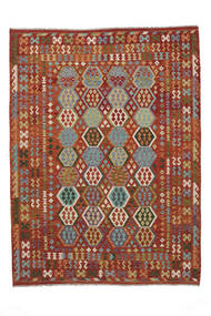  Kilim Afghan Old Style Tapis 257X343 De Laine Rouge Foncé/Vert Grand Carpetvista