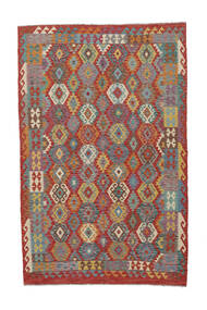  192X304 Kelim Afghan Old Style Matot Matto Tummanpunainen/Ruskea Afganistan Carpetvista