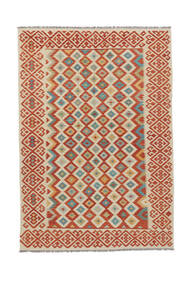 絨毯 キリム アフガン オールド スタイル 205X296 ダークレッド/オレンジ (ウール, アフガニスタン)