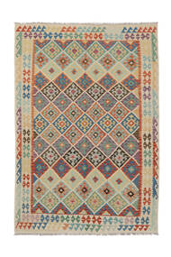  Orientalsk Kelim Afghan Old Style Teppe 204X294 Grønn/Oransje Ull, Afghanistan Carpetvista