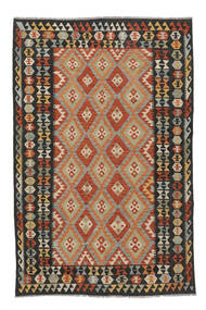 200X308 Kilim Afghan Old Style Rug Oriental Black/Brown (Wool, Afghanistan) Carpetvista