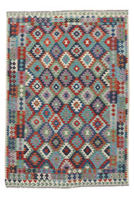  Kelim Afghan Old Style Matot 203X292 Tummanharmaa/Tummanpunainen Carpetvista