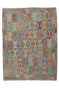 絨毯 キリム アフガン オールド スタイル 262X345 ダークグリーン/茶色 大きな (ウール, アフガニスタン)