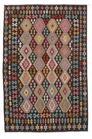  Kelim Afghan Old Style Matot 197X296 Musta/Ruskea Carpetvista