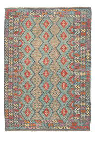  Oriental Kilim Afghan Old Style Rug 209X287 Dark Green/Green Wool, Afghanistan Carpetvista