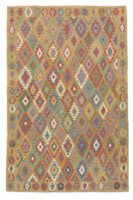 絨毯 オリエンタル キリム アフガン オールド スタイル 202X304 茶色/ダークイエロー (ウール, アフガニスタン)