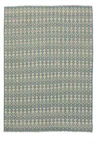 209X292 Kelim Afghan Old Style Vloerkleed Oosters Groen/Geel (Wol, Afghanistan) Carpetvista