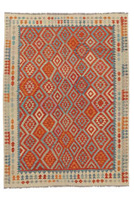 Kelim Afghan Old Style Teppe 212X287 Mørk Rød/Oransje Ull, Afghanistan Carpetvista