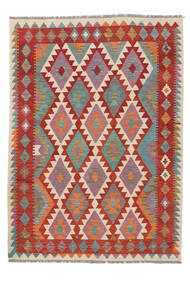  Kelim Afghan Old Style Matot 173X240 Tummanpunainen/Ruskea Carpetvista