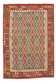 Tappeto Orientale Kilim Afghan Old Style 204X294 Rosso Scuro/Verde (Lana, Afghanistan)