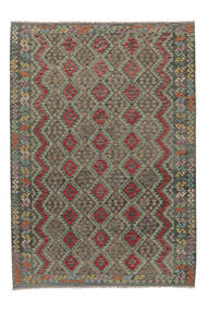  Oriental Kilim Afghan Old Style Rug 207X294 Black/Brown Wool, Afghanistan Carpetvista