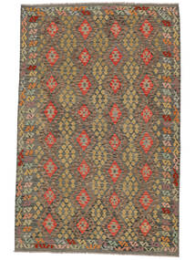 200X308 絨毯 オリエンタル キリム アフガン オールド スタイル 茶色/ブラック (ウール, アフガニスタン) Carpetvista