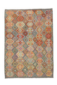  Orientalsk Kelim Afghan Old Style Teppe 209X293 Mørk Gul/Brun Ull, Afghanistan Carpetvista