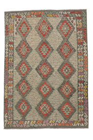  Oriental Kilim Afghan Old Style Rug 208X289 Brown/Dark Yellow Wool, Afghanistan Carpetvista