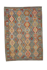  Oriental Kilim Afghan Old Style Rug 206X289 Brown/Dark Yellow Wool, Afghanistan Carpetvista