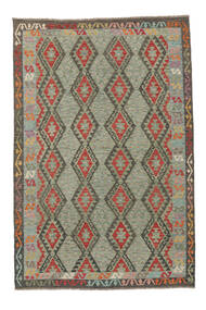 206X301 Tapis D'orient Kilim Afghan Old Style Vert/Vert Foncé (Laine, Afghanistan) Carpetvista