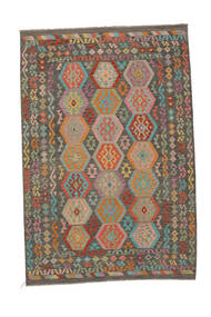 203X300 Kilim Afghan Old Style Rug Oriental Brown/Dark Yellow (Wool, Afghanistan) Carpetvista