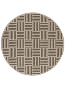  Indoor/Outdoor Rug Ø 200 Geometric Washable Blanche - Brown